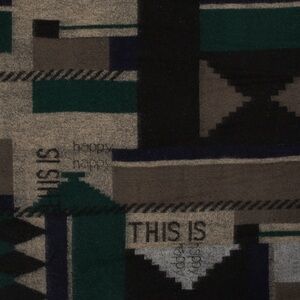 Beige, Navy and Green Geometric Wool Knit FABRIC ONE YARD mood fabrics